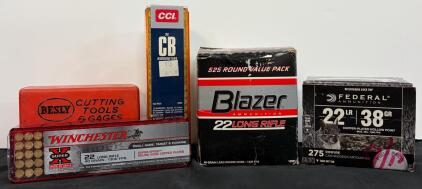 Mixed Lot .22 Rimfire Ammo &ndash; Winchester, Federal, Blazer, CCI, Multiple Types & Grains, 22 LR/Short/CB