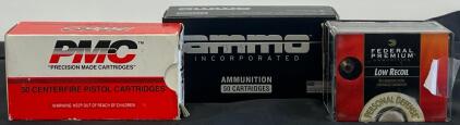 .38 Special Ammunition &ndash; PMC +P, Ammo Inc TMC, Federal Hydra-Shok (91 Rounds)