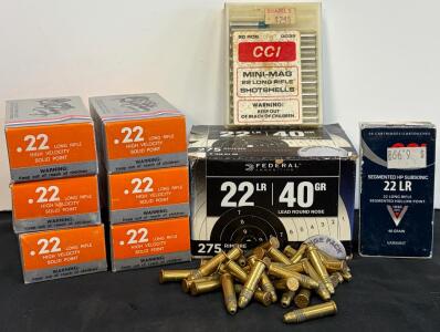 Mixed Lot .22 LR Ammo &ndash; Federal, CCI, Remington, HP/Solid/Shot, Range & Subsonic 40gr Bulk