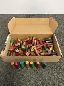Vintage Paper Shotgun Shells, 70 Rounds, 12/16/20 Gauge, SUNSH ELEY SAGA G.B. Brands