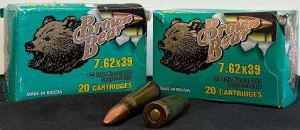 Brown Bear 7.62x39mm 123 Grain Bimetal FMJ Lacquered Case Ammunition