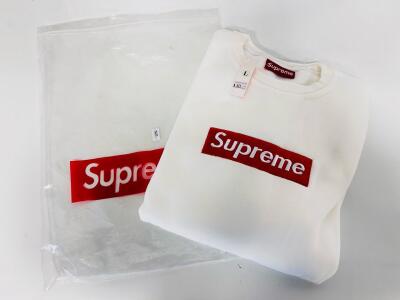 Supreme Box Logo Crewneck White Size Large | Embroidered Red Logo | Original Packaging