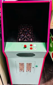Multigame Upright Arcade Cabinet iCade Style - Ms. Pac-Man, Donkey Kong, Galaga, LCD Display (Tested And Fully Functions) 22.5"x 24"x 59-1/4"