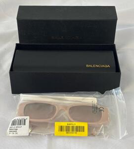 Balenciaga BB0068S Women's Cat Eye Sunglasses, Light Pink Frame, Brown Lenses, 51-18-130 mm