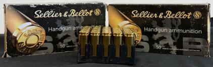 Sellier & Bellot 10mm AUTO 180gr FMJ SB10A, 100 Rounds Brass Case Handgun Ammunition