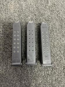 Glock OEM .40 S&W 15-Round Magazines, Gen 3, LE/Govt Marked, Fits Glock 22/24/35, Set Of 3