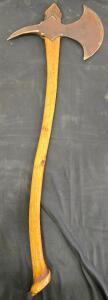 Double-Headed Battle Axe, 34-Inch Carbon Steel Blade And Spike, Hardwood Handle