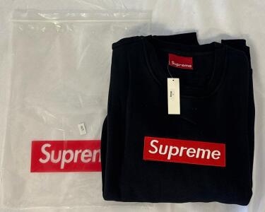 Supreme Box Logo Crewneck Sweatshirt Black Size Large With Bag And Tags