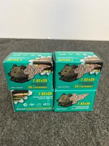 Brown Bear 7.62x39mm 123gr FMJ Ammo (80 Rounds)