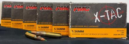 PMC X-TAC 5.56mm 62 Grain Green Tip (M855/SS109) Brass Ammo, 5x20-Round Boxes, 2920 FPS