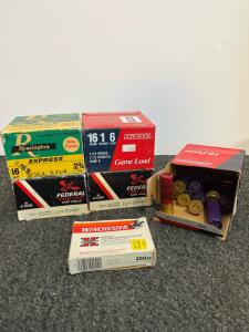 Federal, Remington, Winchester 16 GA & 20 GA Shotgun Shells, Birdshot & Slug, Vintage Boxes