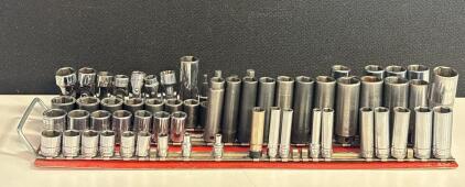 Koken & Mixed Brand 46-Piece Socket Set, Standard/Deep, 1/4" & 3/8" Drive, Holder Tray Included