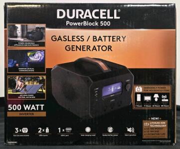 Duracell PowerBlock 500 Portable Power Station &ndash; 515Wh, 500W Continuous Output, Multiple Charging Options, New In Box