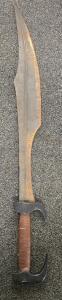 Spartan Insprired Sword, 34 In Overall, Heavy Rust, Brown Leather Handle