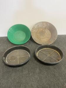 4-Piece Gold Prospecting Set &ndash; 14" Pans & 1/4" Mesh Classifier Sieves, Plastic & Metal