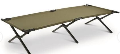 HQ Issue Military-Style Folding Camp Cot with Carrying Bag, 225 lb Capacity