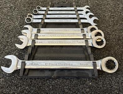 Mac Tools & GearWrench 8-Piece Metric Ratcheting Combination Wrench Set 8-18mm With Holder
