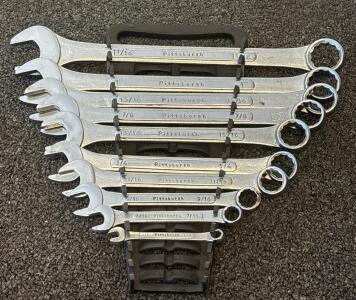 Pittsburgh 9-Piece SAE Combination Wrench Set, 1/4"&ndash;1", Chrome Vanadium, With Holder