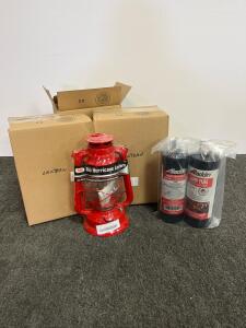 Dietz #1300 Red Hurricane Lantern With 2x 32Oz Aladdin Lamp Oil Bottles, Original Boxes