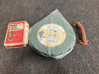 Sears Craftsman Drill Bit Grinding Attachment 9-6677, Tote-Able Toilet Lid, Vintage Metal Handle