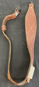 Leather Rifle Sling With 3 Cartridge Loops, Uncle Mike&rsquo;s QD Swivels, Padded Shoulder, Brown