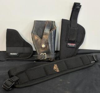 Firearm Accessories: Leather Revolver Holster, RangeMaxx OWB Holster, Ruger IWB Holster, Butler Creek Featherlight Sling