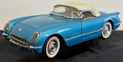 1:18 Scale 1955 Chevrolet Corvette Blue Diecast Model Car With Box