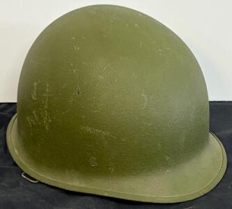 U.S. M1 Military Combat Helmet With Liner, Olive Drab, Post-WWII Era