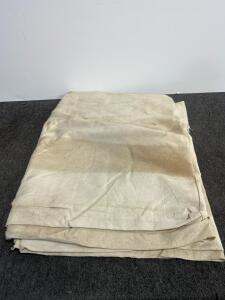 Heavy-Duty Cotton Canvas Drop Cloth, Approx. 10'x12', Off-White, Stained, Moderate Wear