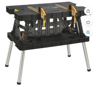 Keter Folding Work Table 197283, 33.5"x21.6", 1000 lb Capacity, Portable, With Clamps