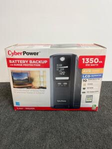 CyberPower CST135XLU 1350VA/810W AVR LCD Battery Backup Tower 10 Outlets, USB, Coax/Network Protection
