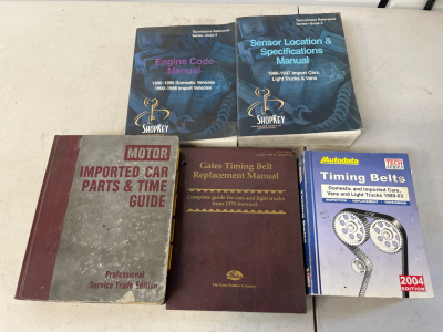 Set Of 5 Automotive Reference Manuals: ShopKey, Autodata, Gates, Motor &ndash; Covers 1970&ndash;2003 Vehicles