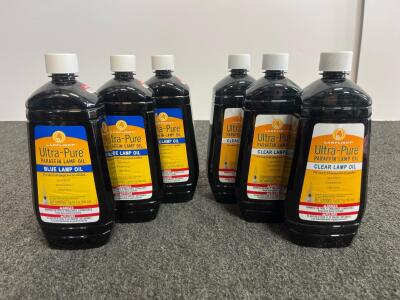 Lamplight Ultra-Pure Paraffin Lamp Oil, 1 Qt Bottles, Blue & Clear, 6-Pack, Sootless & Odorless
