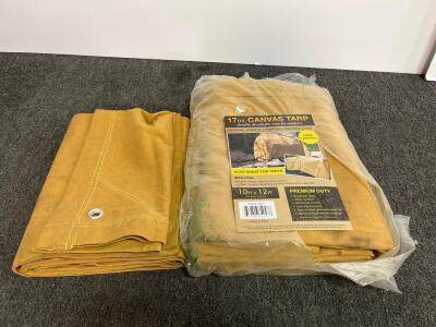 17Oz Canvas Tarp 10' x 12', Premium Duty, Water Repellent, Reinforced Corners, Made In India