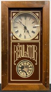 Time Imports Co. Regulator Wall Clock, Quartz, Wood Case, Roman Numeral Dial