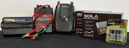Power Inverter & Solar Charger: Duracell 800W, Chicago 400W, Sunforce 200W, Sola, AA NiMH