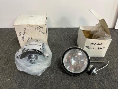 Chrome 100A Alternator For 61 Thunderbird & 6" Universal Chrome Truck Spot Light With Wiring