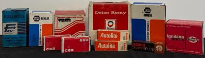 Lot of Vintage NOS Ignition Parts: NAPA TP22, MP825, Delco Remy F302, Autolite 23, Bosch 7902