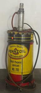 Pennzoil No. 705 Multi Purpose Lubricant Drum With Pneumatic Grease Pump & Hoses, 16gal