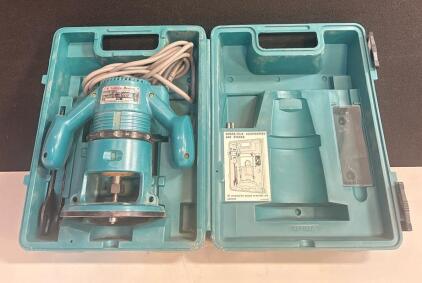 Makita 3608B Fixed Base Router, 23,000 RPM, 115V, 1/4" Collet, With Case And Accessories