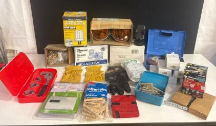 Bulk Mixed Lot: Tools, Lighting, Faucet, Thermostat, Gloves, Dremel, Hardware