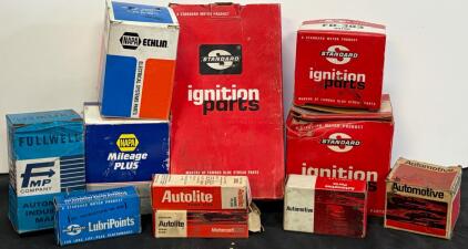 Vintage NOS Ignition Parts Lot: Standard, NAPA, Autolite&mdash;Distributor Caps, Rotors, Plugs, Modules