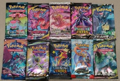 Lot of 10 Pok&eacute;mon Booster Packs Reproduction Replicas