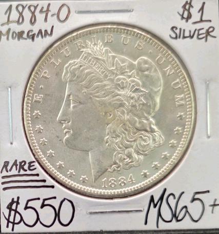 1884-O MS65 RARE Gem Silver Morgan Dollar