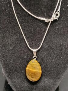 Picture Jasper Stone Necklace on .925 Chain