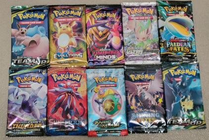 Lot of 10 Pok&eacute;mon Booster Packs Reproduction Replicas