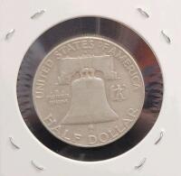 1961 Franklin Half Dollar 90% Silver Coin, Philadelphia Mint, Circulated, Liberty Bell Reverse - 2