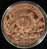 (6) 1 oz. .999 Copper Dinosaur Rounds - 8