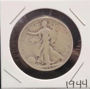 1944-S Walking Liberty Half Dollar, 90% Silver, Circulated Condition
