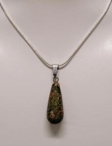 Unikite Teardrop Stone Necklace on .925 Chain